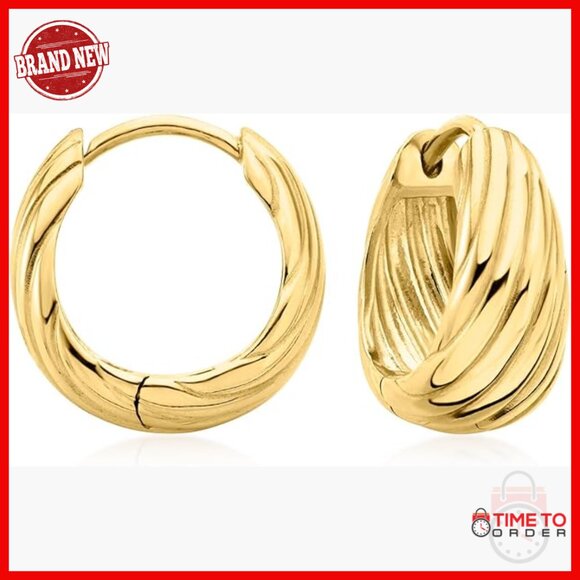 18kt Gold Over Sterling Silver Hoop Earrings Hinged Post 5/8